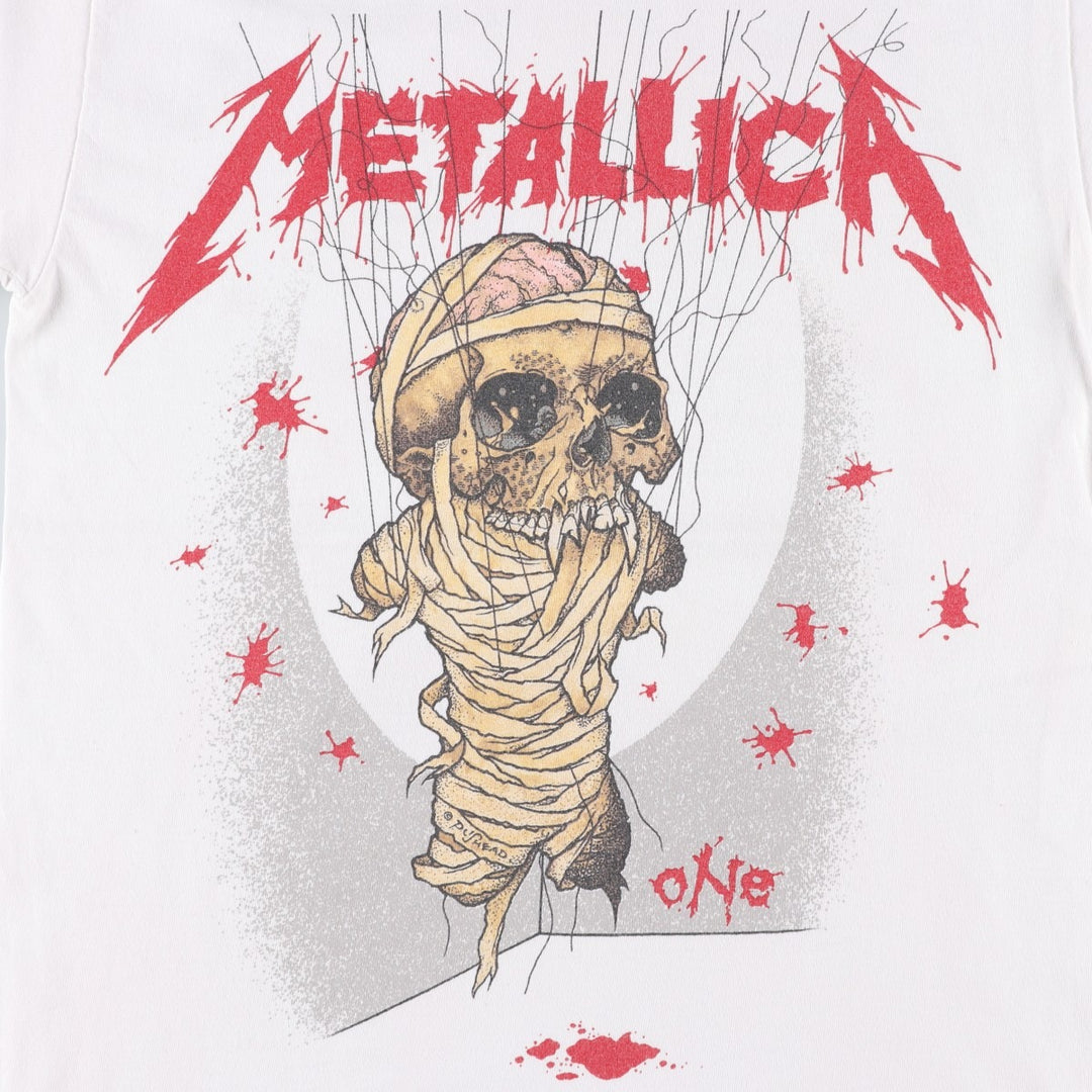 METALLICA Skull Pattern Band T-Shirt, Men's Size Small unclear pink type Vintage Second Hand