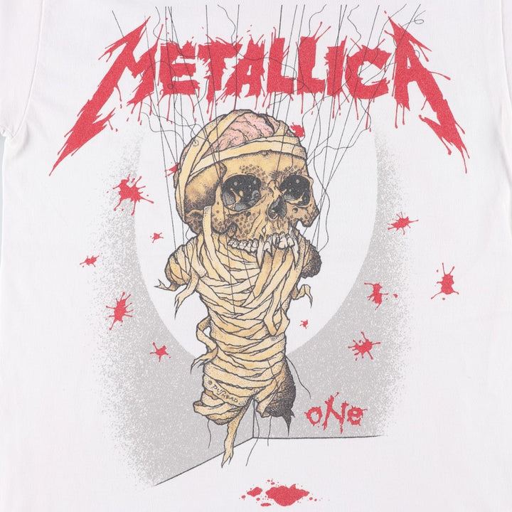 METALLICA Skull Pattern Band T-Shirt, Men's Size Small unclear pink type Vintage Second Hand