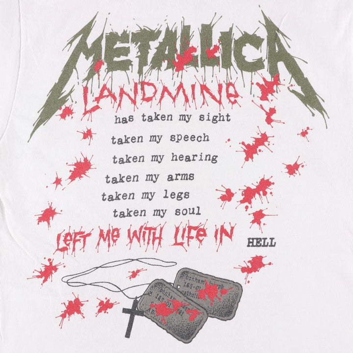 METALLICA Skull Pattern Band T-Shirt, Men's Size Small unclear pink type Vintage Second Hand