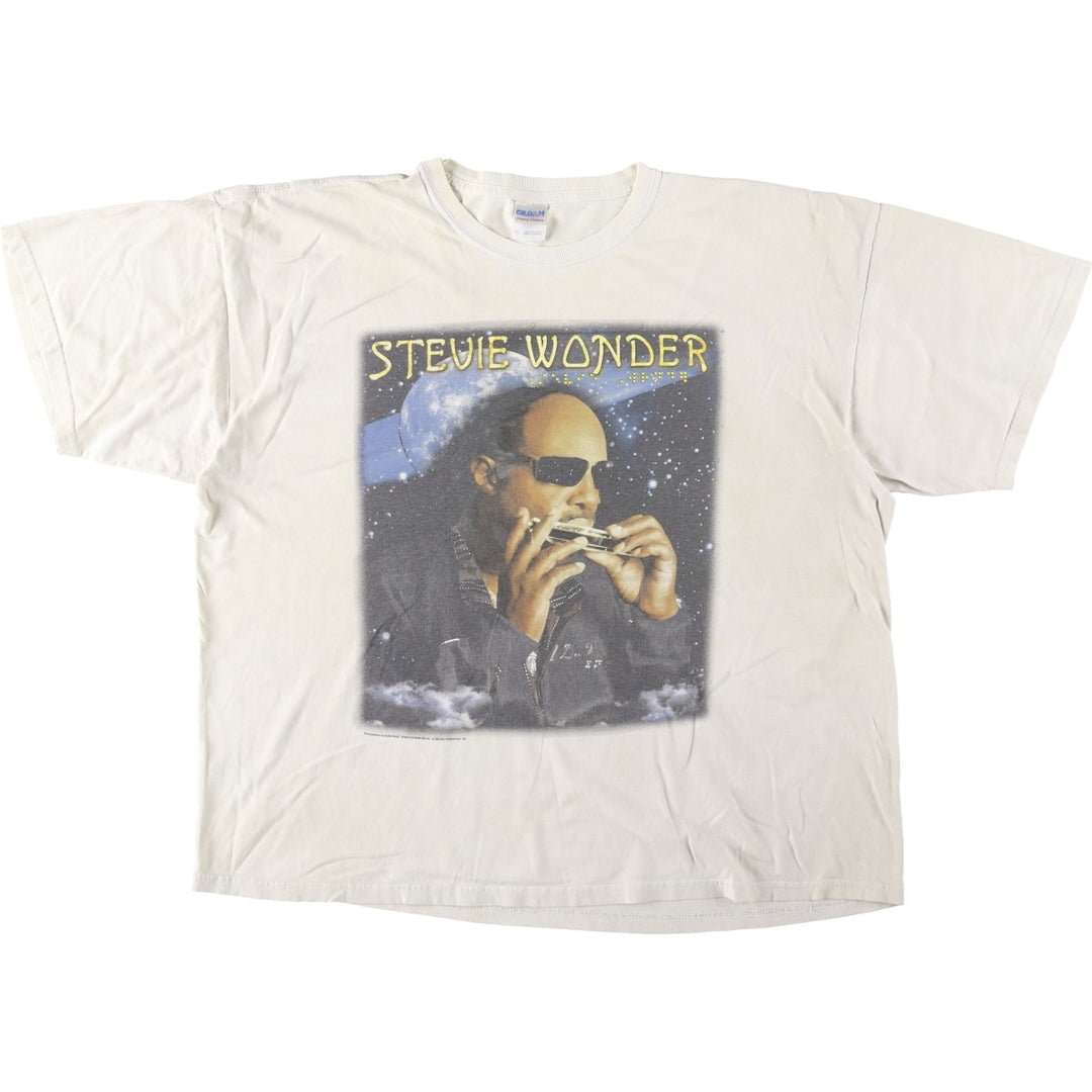 Gildan Stevie Wonder Band T-shirt, Men's XXL equivalent. cotton Khaki type beige Vintage Second Hand