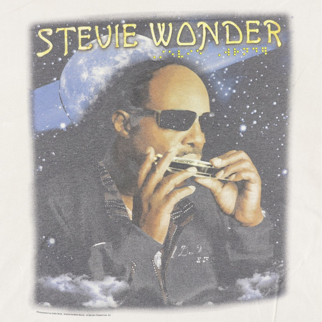 Gildan Stevie Wonder Band T-shirt, Men's XXL equivalent. cotton Khaki type beige Vintage Second Hand