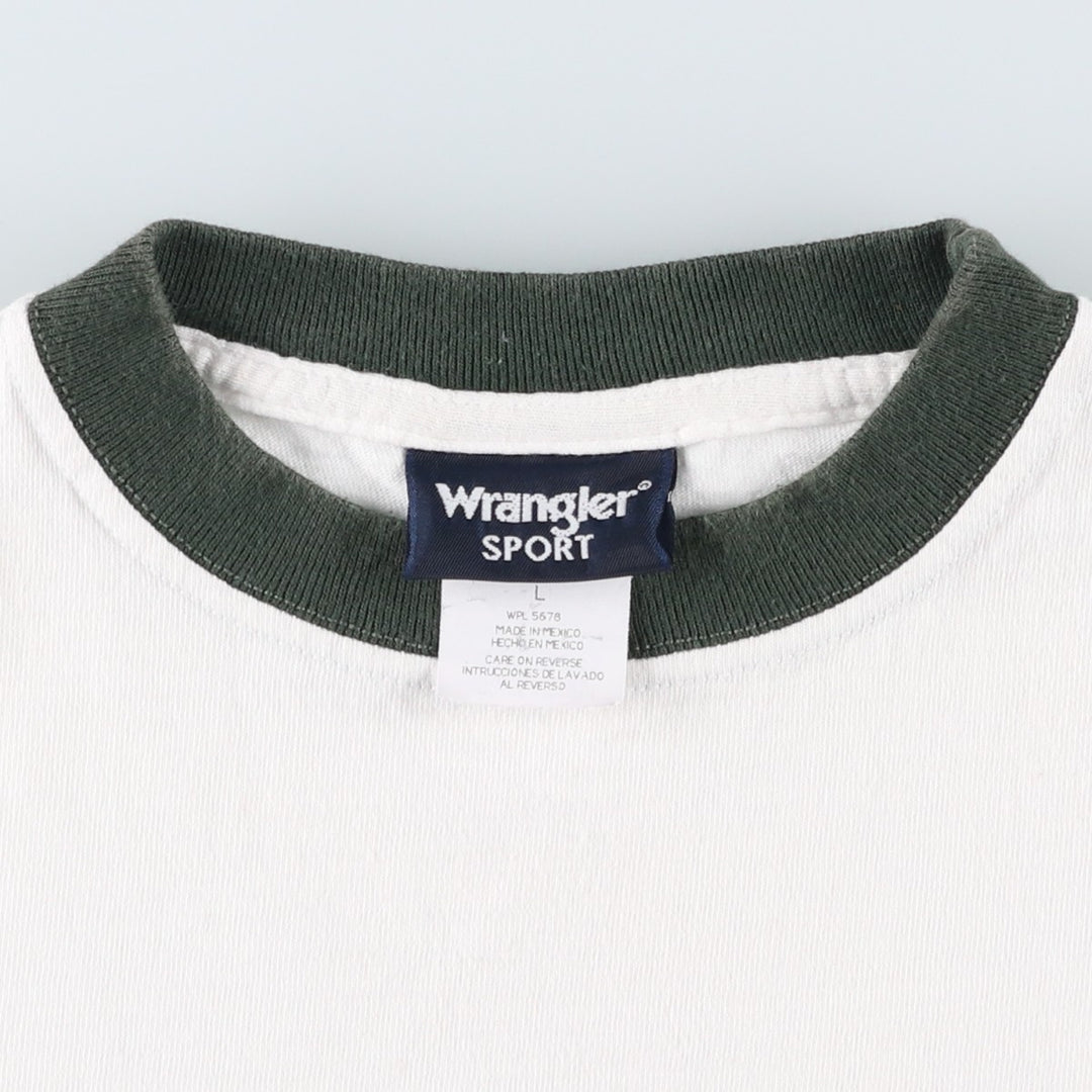 Wrangler SPORT Ringer T-shirt, Men's Size L (approx.) cotton white type Vintage Second Hand