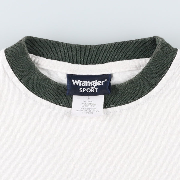Wrangler SPORT Ringer T-shirt, Men's Size L (approx.) cotton white type Vintage Second Hand