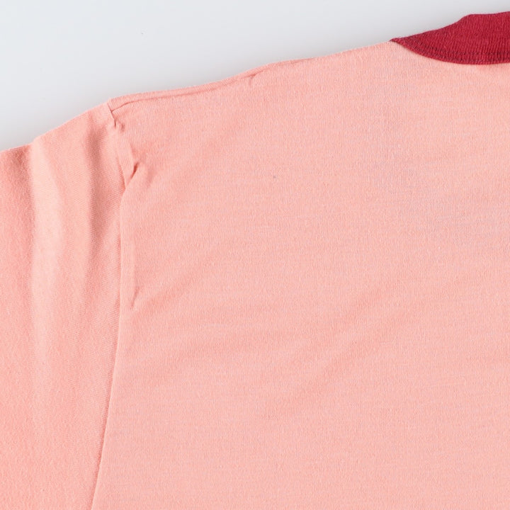 80'S sportswear ringer t-shirt, men's size L equivalent, vintage. polyester coral Vintage Second Hand