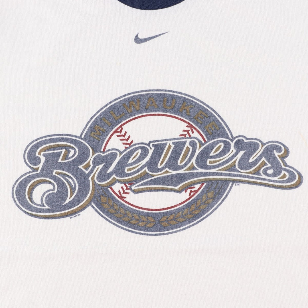2000'S Nike Team MLB Milwaukee Brewers Ringer T-Shirt, Men's Size M (approx.) cotton white type Vintage Second Hand