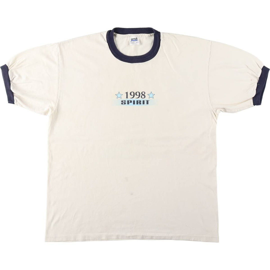 90'S Anvil Ringer T-shirt, Made in USA, Men's XL, Vintage cotton white type Vintage Second Hand