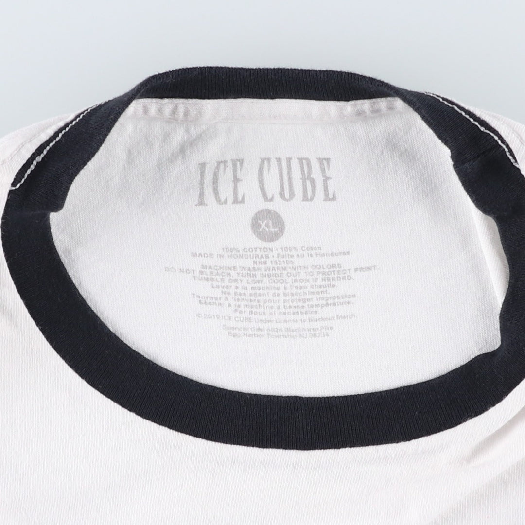 ICE CUBE Wrap Ringer T-Shirt, Men's Size XL (approx.) cotton white type Vintage Second Hand