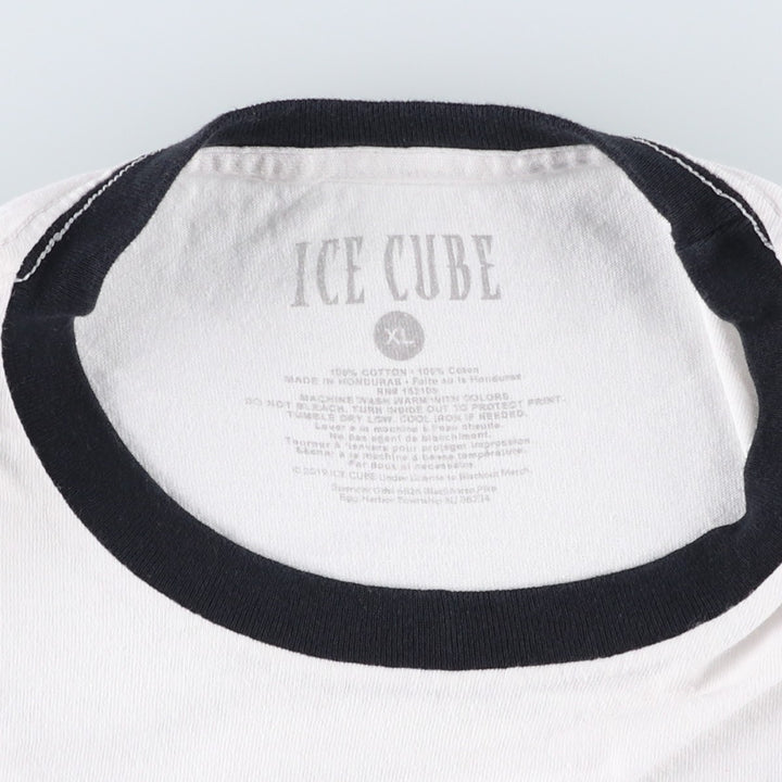 ICE CUBE Wrap Ringer T-Shirt, Men's Size XL (approx.) cotton white type Vintage Second Hand