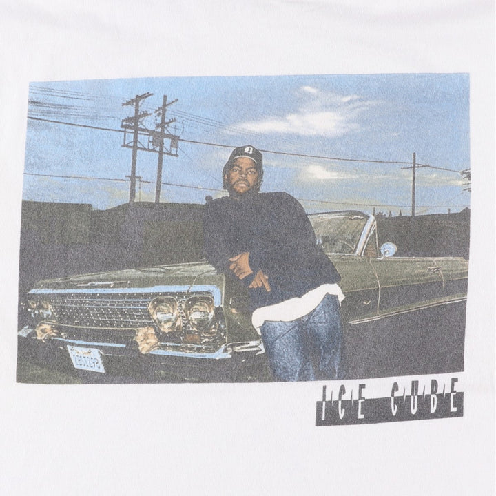 ICE CUBE Wrap Ringer T-Shirt, Men's Size XL (approx.) cotton white type Vintage Second Hand
