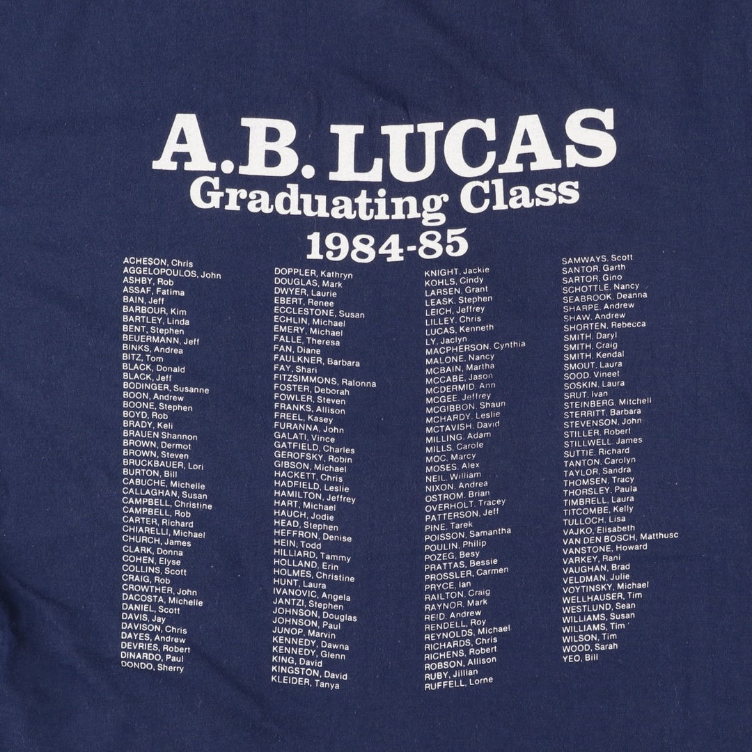 80'S Printwear College Triple Print Ringer T-Shirt, Made in Canada, Men's Size L (approx.), Vintage cotton navy blue type Vintage Second Hand