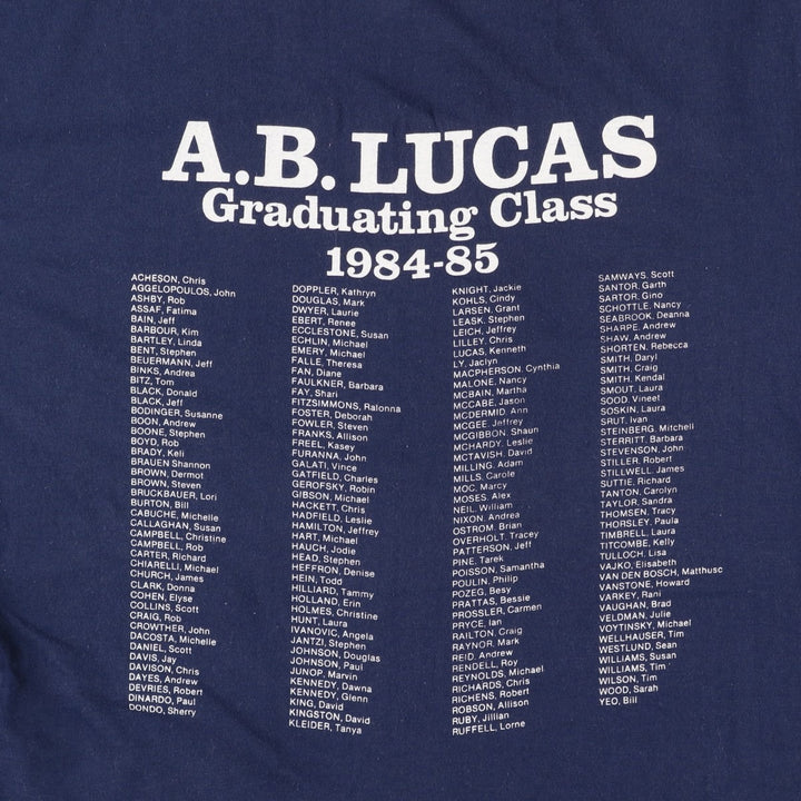 80'S Printwear College Triple Print Ringer T-Shirt, Made in Canada, Men's Size L (approx.), Vintage cotton navy blue type Vintage Second Hand