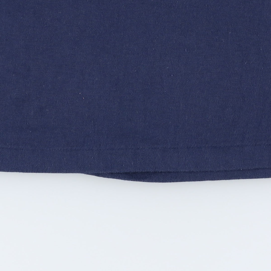 80'S Printwear College Triple Print Ringer T-Shirt, Made in Canada, Men's Size L (approx.), Vintage cotton navy blue type Vintage Second Hand