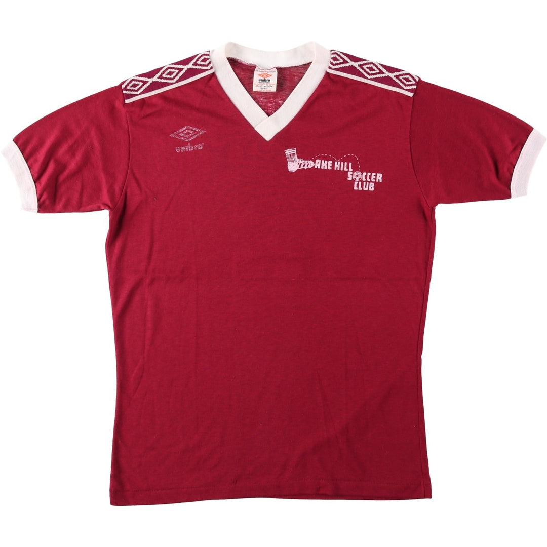 90'S Umbro V-neck Ringer T-shirt, Men's Size M (approx.), Vintage polyester burgundy type Vintage Second Hand