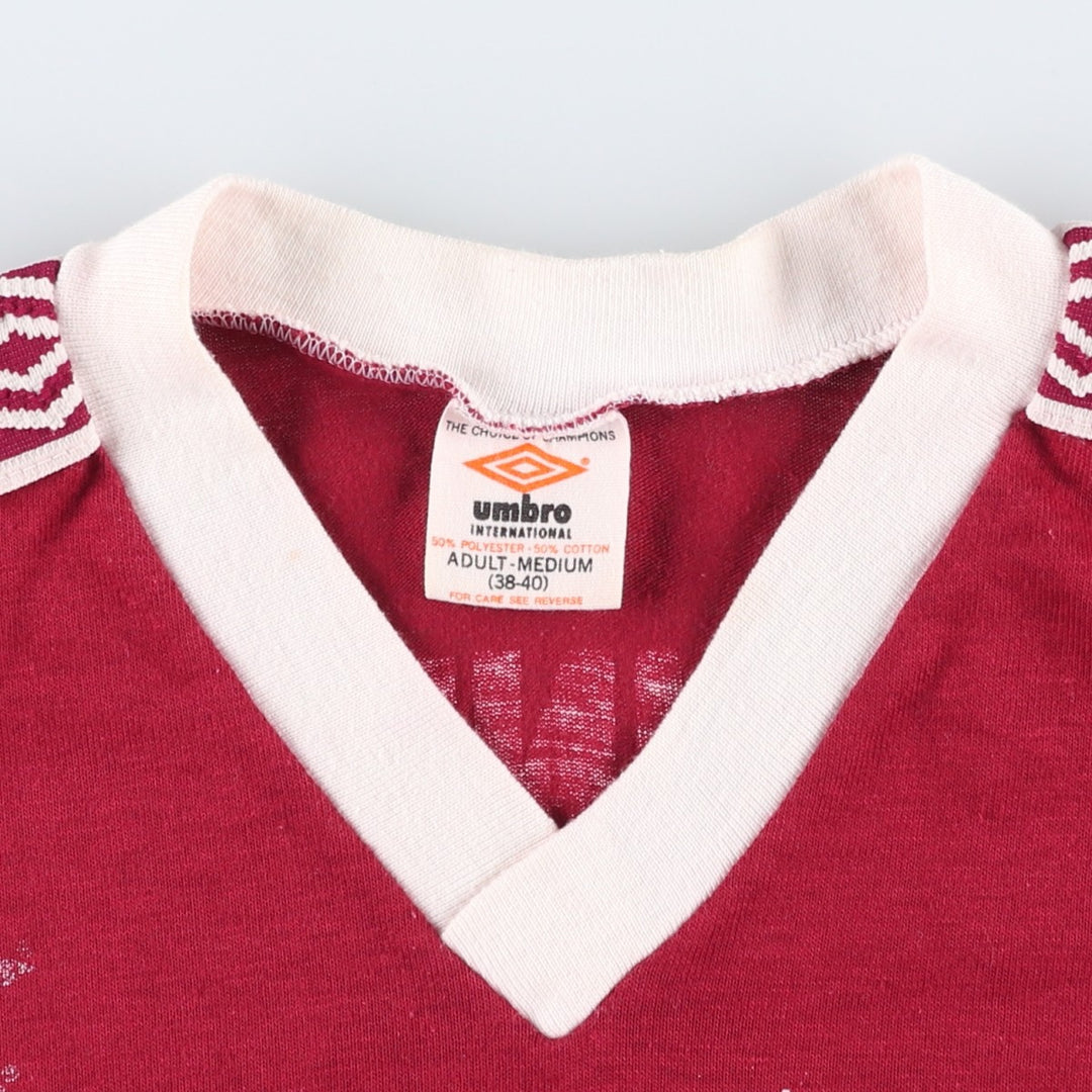 90'S Umbro V-neck Ringer T-shirt, Men's Size M (approx.), Vintage polyester burgundy type Vintage Second Hand