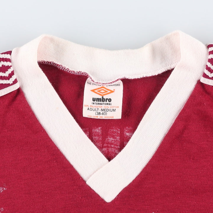 90'S Umbro V-neck Ringer T-shirt, Men's Size M (approx.), Vintage polyester burgundy type Vintage Second Hand