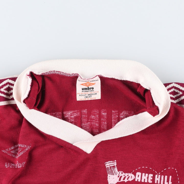 90'S Umbro V-neck Ringer T-shirt, Men's Size M (approx.), Vintage polyester burgundy type Vintage Second Hand