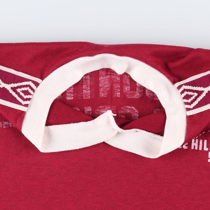 90'S Umbro V-neck Ringer T-shirt, Men's Size M (approx.), Vintage polyester burgundy type Vintage Second Hand