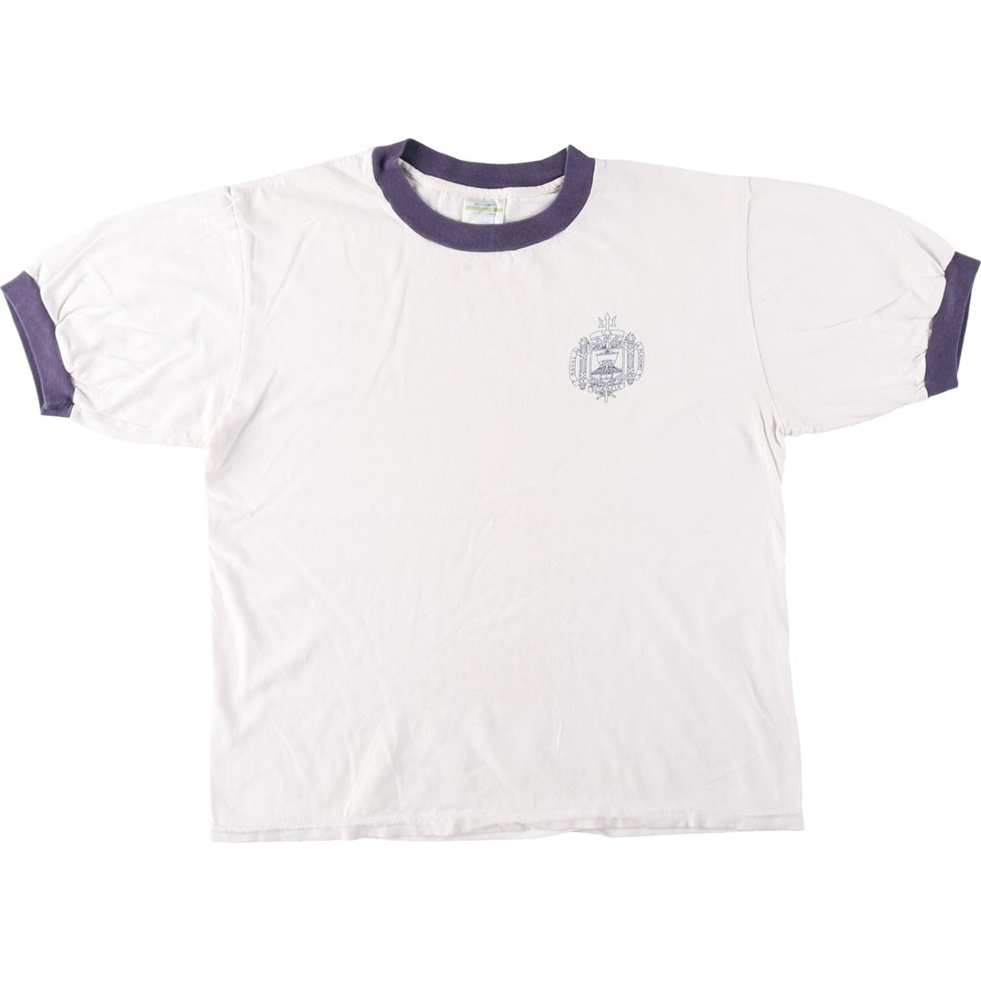 90'S Midshipmen Store USNA Naval Academy College Ringer T-Shirt, Made in USA, Men's Size M (approx.), Vintage cotton white type Vintage Second Hand