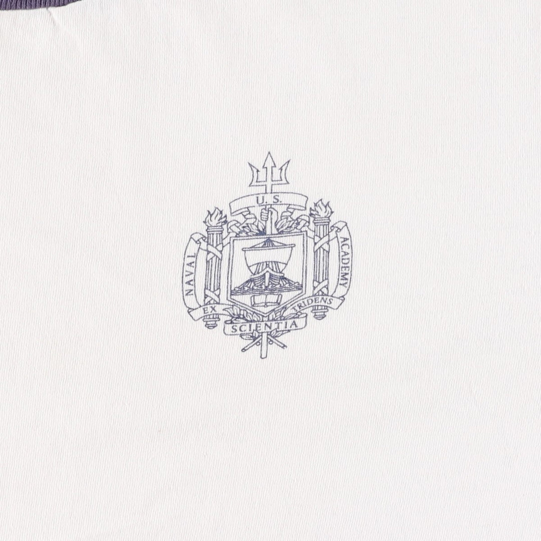 90'S Midshipmen Store USNA Naval Academy College Ringer T-Shirt, Made in USA, Men's Size M (approx.), Vintage cotton white type Vintage Second Hand