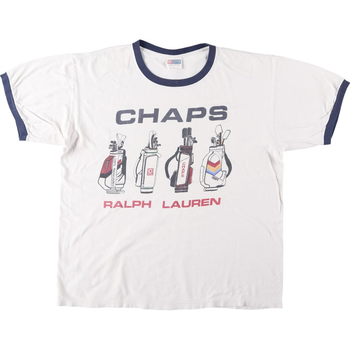 90'S Ralph Lauren CHAPS Ringer T-Shirt, Made in USA, Men's Size L (approx.), Vintage cotton white type Vintage Second Hand