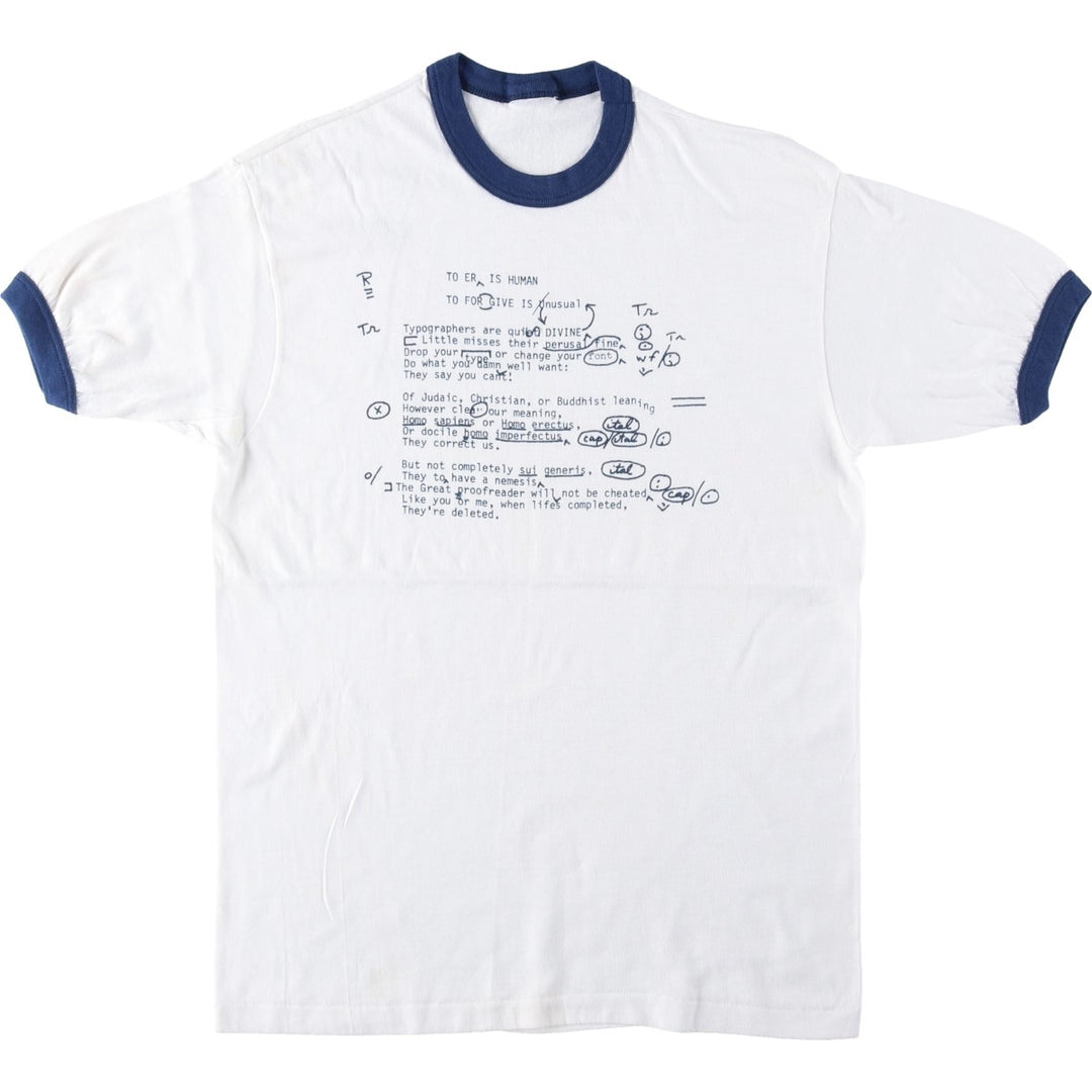 ~90'S Ringer T-shirt, Men's Size S (approx.), Vintage unclear white type Vintage Second Hand