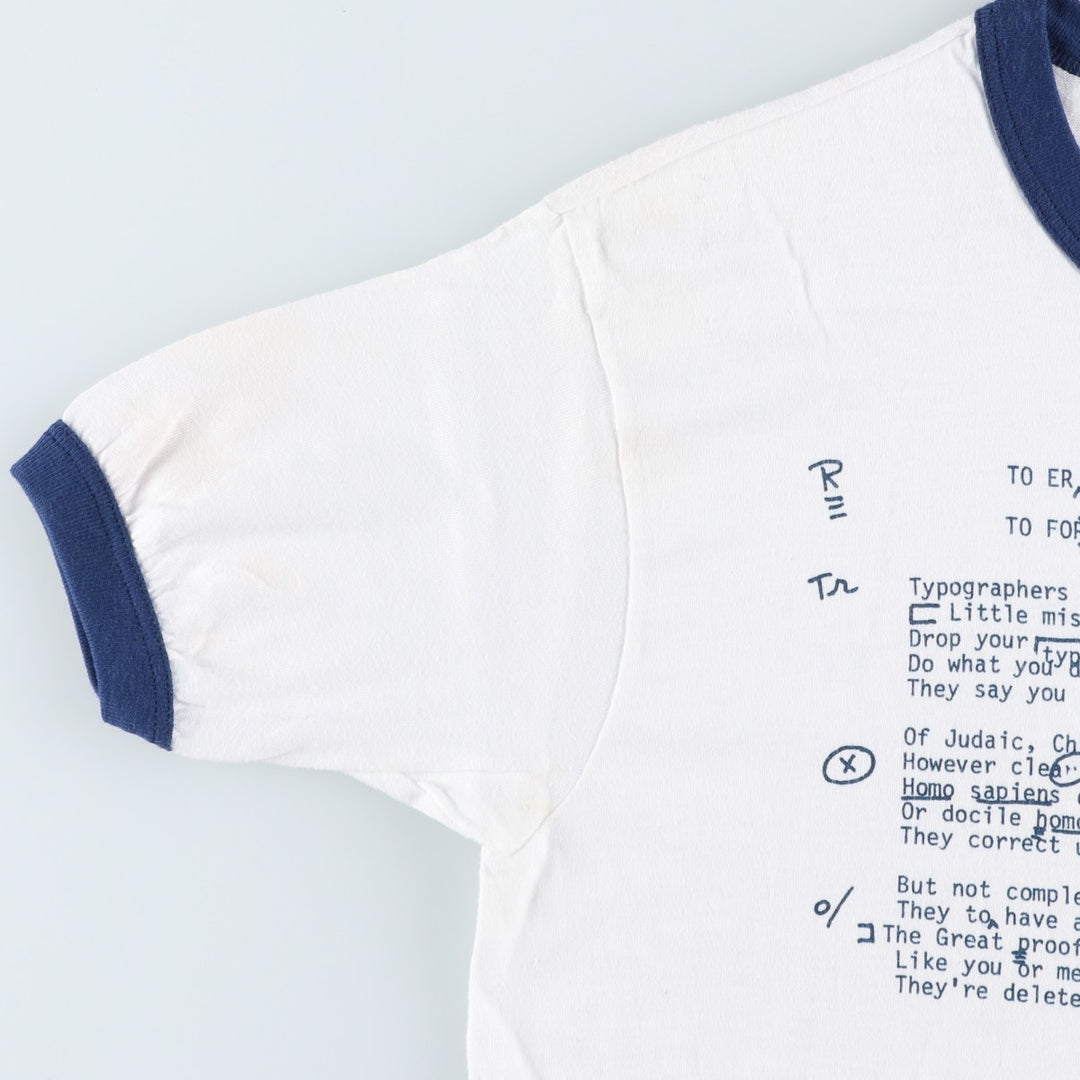 ~90'S Ringer T-shirt, Men's Size S (approx.), Vintage unclear white type Vintage Second Hand