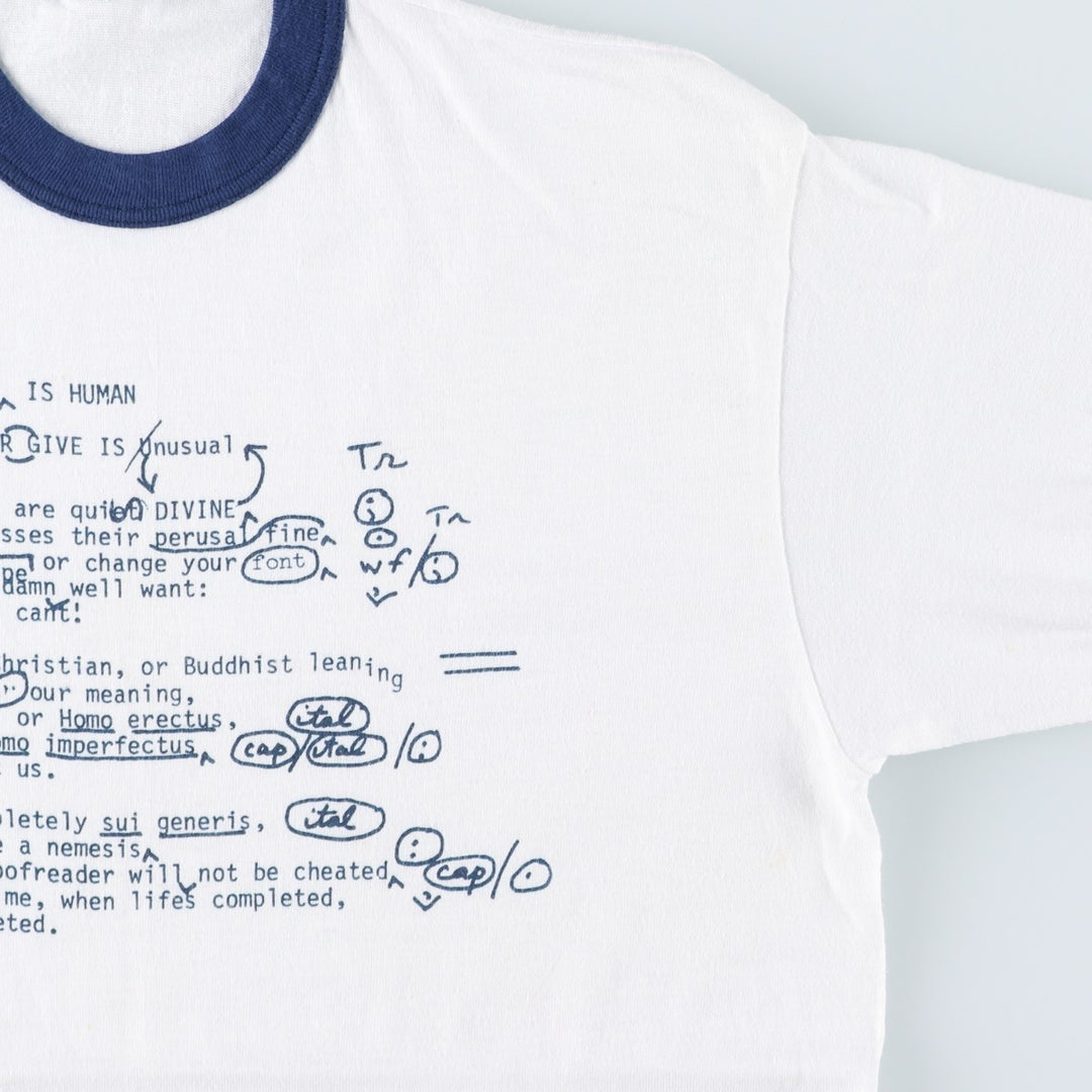~90'S Ringer T-shirt, Men's Size S (approx.), Vintage unclear white type Vintage Second Hand