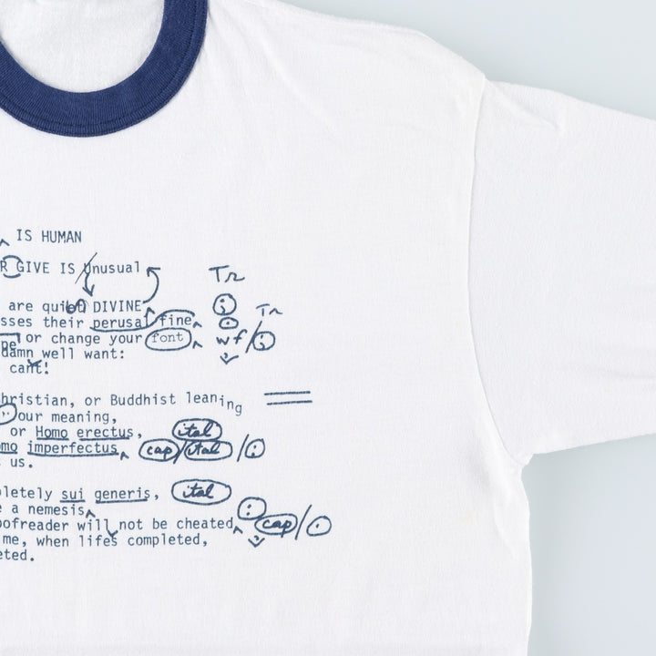 ~90'S Ringer T-shirt, Men's Size S (approx.), Vintage unclear white type Vintage Second Hand