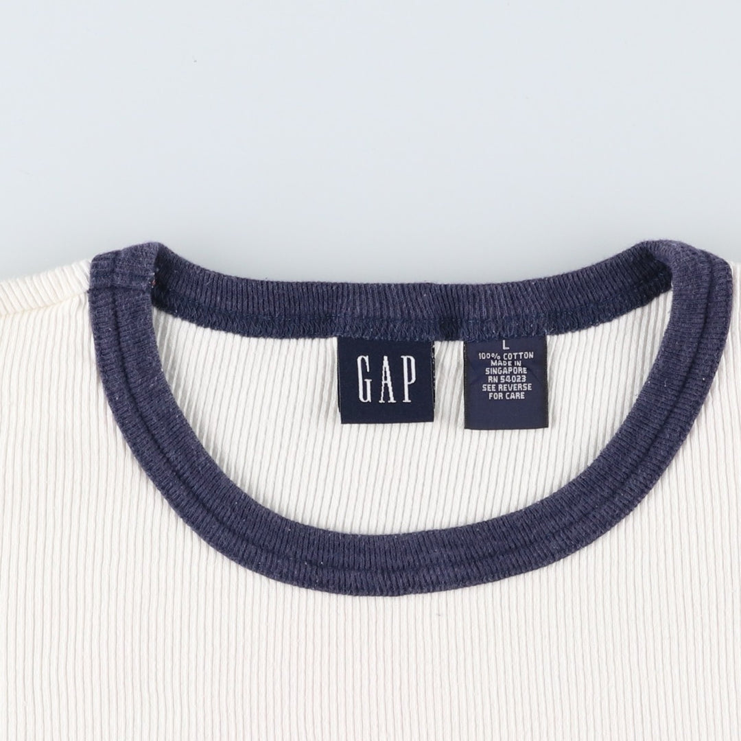 90'S GAP Old GAP Rib-Knit Ringer T-Shirt, Men's Size L (Equivalent), Vintage cotton unbleached Vintage Second Hand