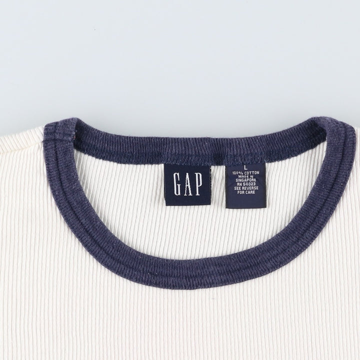 90'S GAP Old GAP Rib-Knit Ringer T-Shirt, Men's Size L (Equivalent), Vintage cotton unbleached Vintage Second Hand