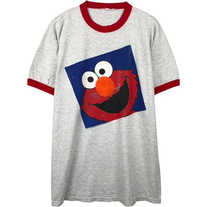 Sesame Street Elmo Ringer T-Shirt, Men's XXL equivalent, Vintage unclear gray type Vintage Second Hand