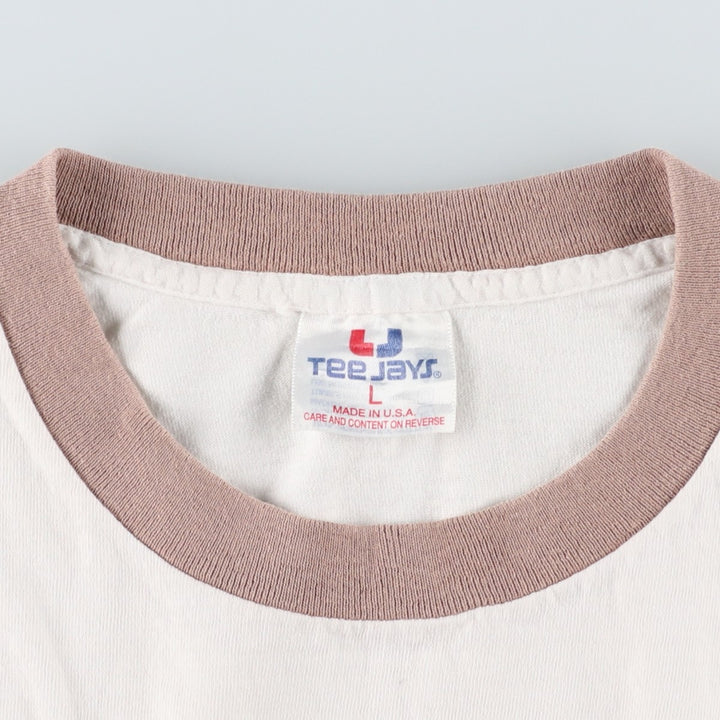 90'S Tee Jays Mr. Bubble Advertising Ringer T-Shirt, Made in USA, Men's Size L (Equivalent), Vintage cotton ivory Vintage Second Hand