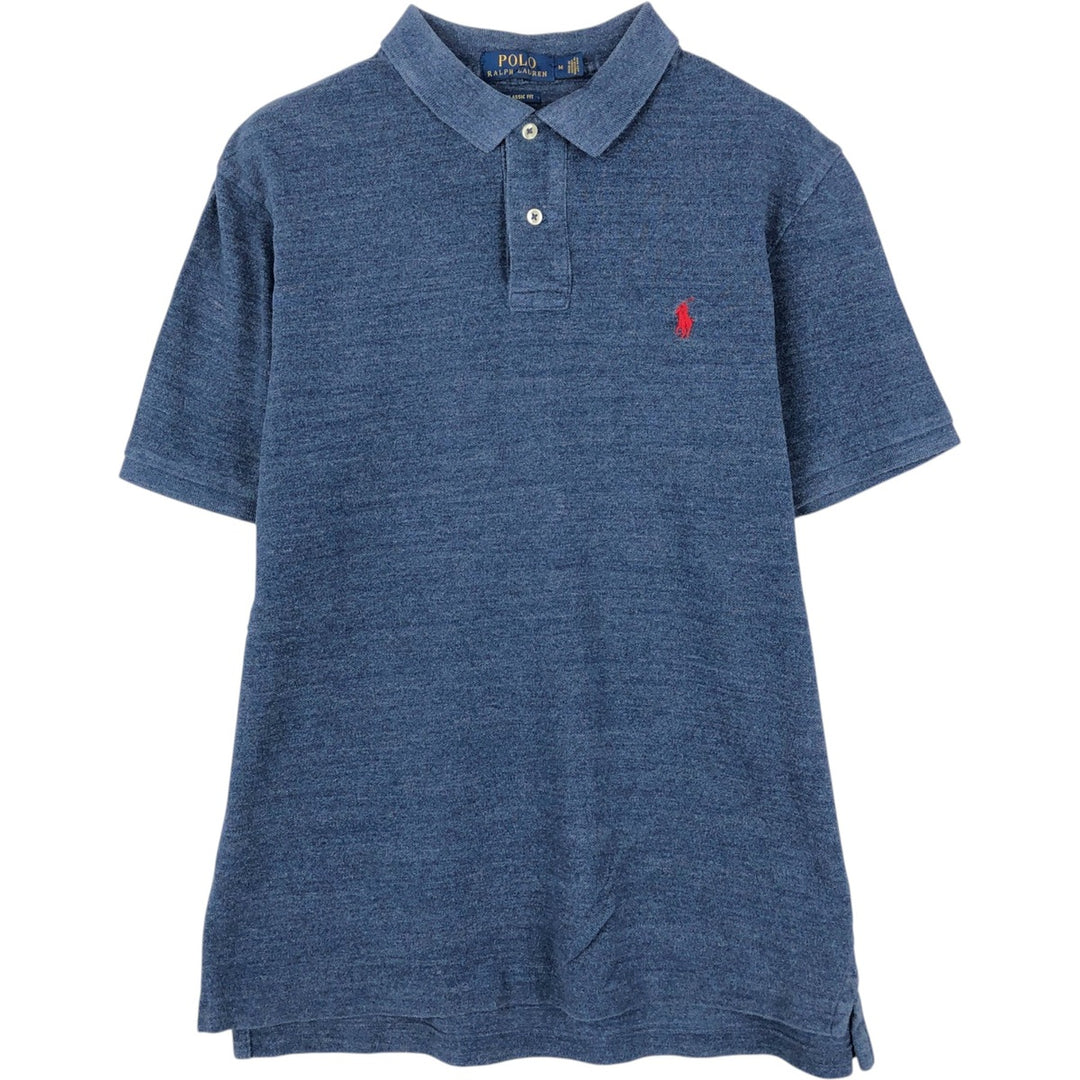 Ralph Lauren POLO RALPH LAUREN CLASSIC FIT short sleeve polo shirt, men's size M cotton navy blue type Vintage Second Hand