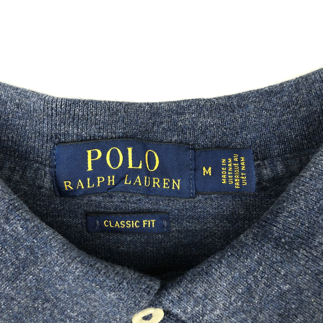 Ralph Lauren POLO RALPH LAUREN CLASSIC FIT short sleeve polo shirt, men's size M cotton navy blue type Vintage Second Hand