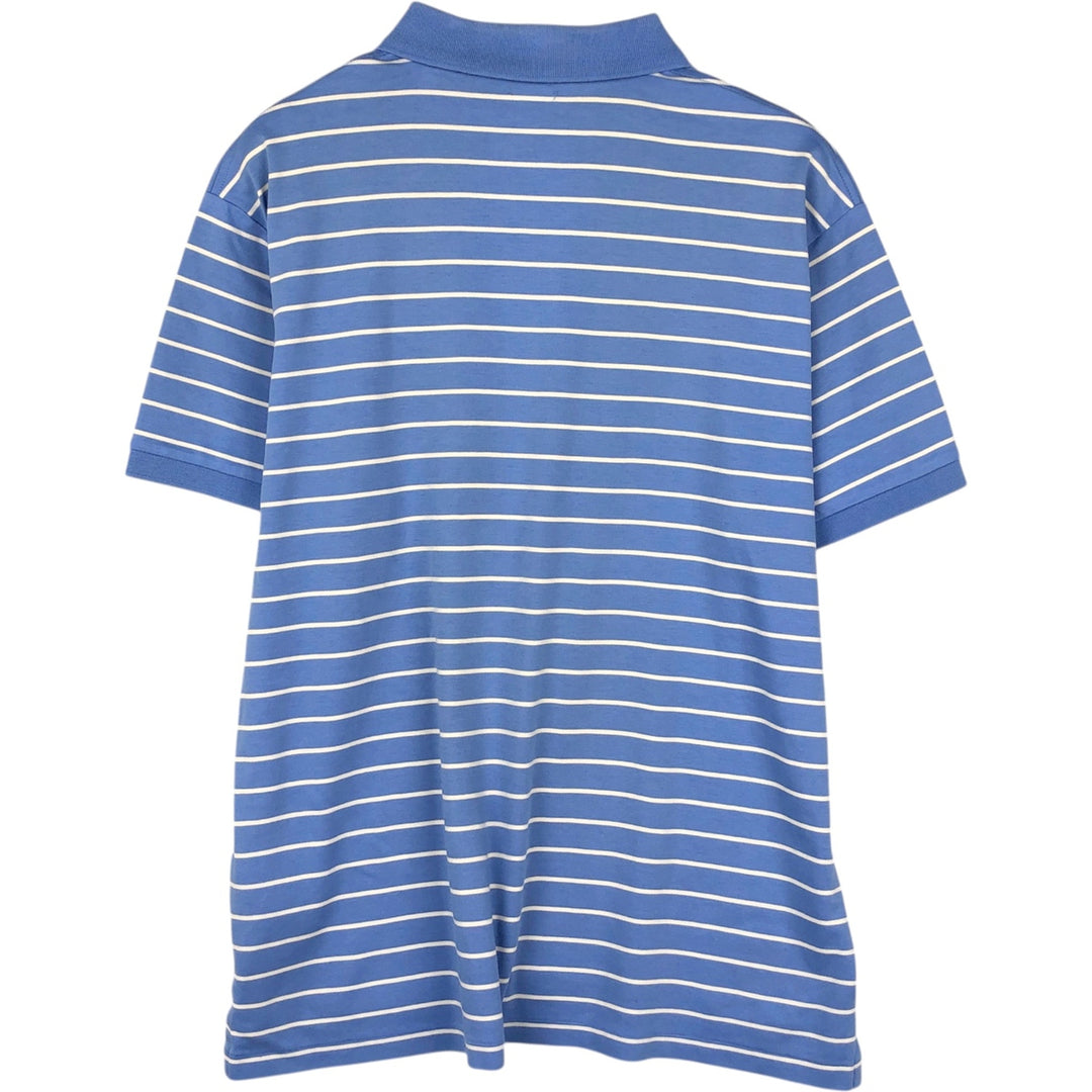 Ralph Lauren POLO RALPH LAUREN CUSTOM SLIM FIT short sleeve striped polo shirt men's size L cotton Blue type light blue Vintage Second Hand