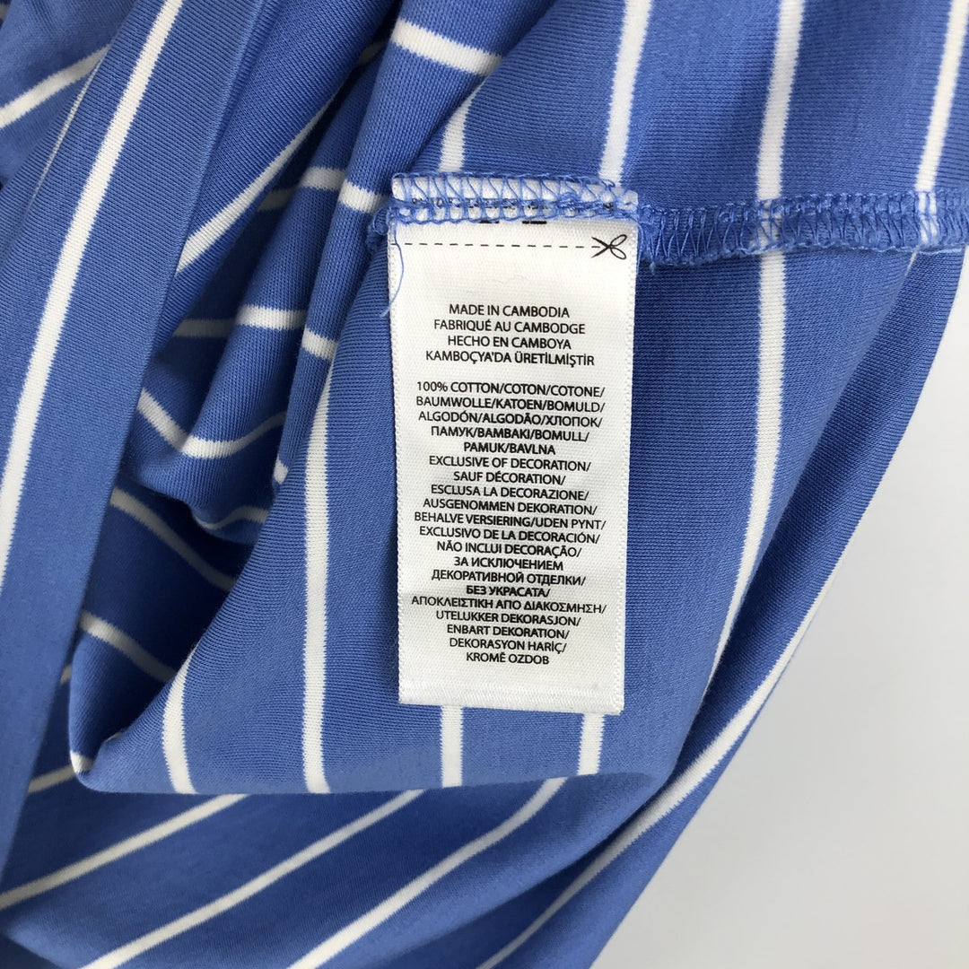 Ralph Lauren POLO RALPH LAUREN CUSTOM SLIM FIT short sleeve striped polo shirt men's size L cotton Blue type light blue Vintage Second Hand
