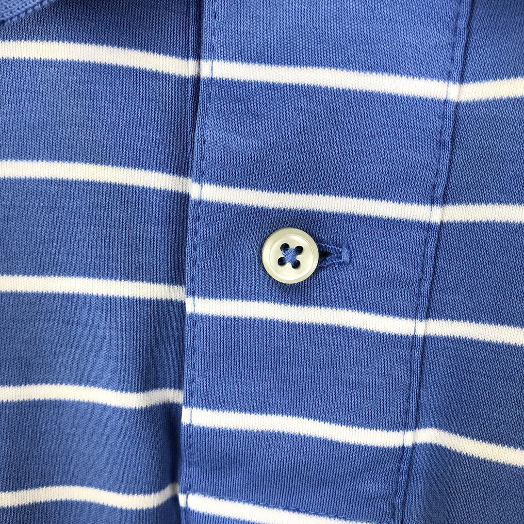 Ralph Lauren POLO RALPH LAUREN CUSTOM SLIM FIT short sleeve striped polo shirt men's size L cotton Blue type light blue Vintage Second Hand