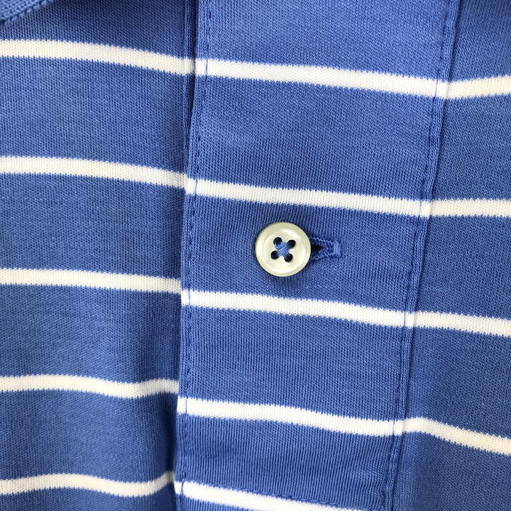Ralph Lauren POLO RALPH LAUREN CUSTOM SLIM FIT short sleeve striped polo shirt men's size L cotton Blue type light blue Vintage Second Hand
