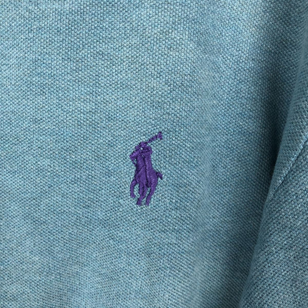 Ralph Lauren POLO RALPH LAUREN CUSTOM SLIM FIT short sleeve polo shirt, men's size L cotton Blue type light blue Vintage Second Hand