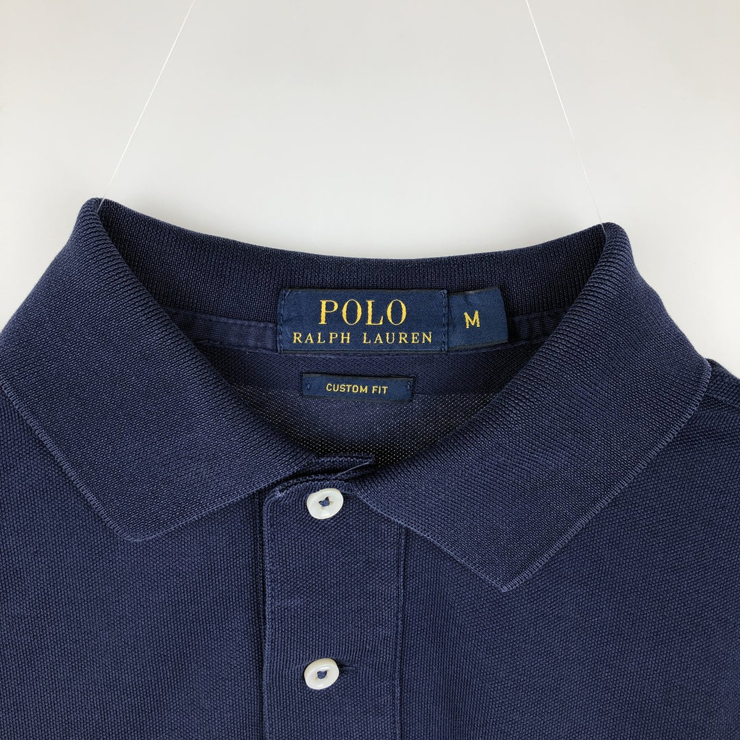 Ralph Lauren POLO RALPH LAUREN CUSTOM FIT short sleeve polo shirt men's M equivalent unclear navy blue type Vintage Second Hand