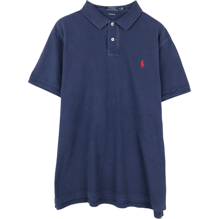Ralph Lauren POLO RALPH LAUREN CUSTOM SLIM FIT short sleeve polo shirt men's XL equivalent cotton navy blue type Vintage Second Hand