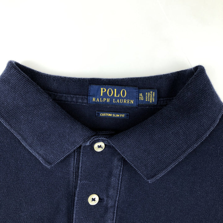 Ralph Lauren POLO RALPH LAUREN CUSTOM SLIM FIT short sleeve polo shirt men's XL equivalent cotton navy blue type Vintage Second Hand