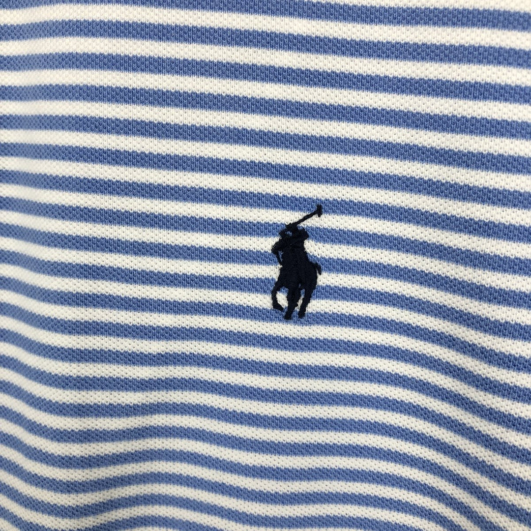 Ralph Lauren POLO RALPH LAUREN CUSTOM SLIM FIT short sleeve striped polo shirt men's XL equivalent cotton Blue type light blue Vintage Second Hand