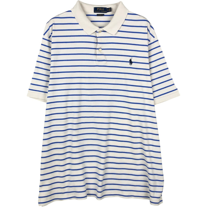 Ralph Lauren POLO RALPH LAUREN CLASSIC FIT short sleeve striped polo shirt men's XL equivalent cotton Blue type light blue Vintage Second Hand