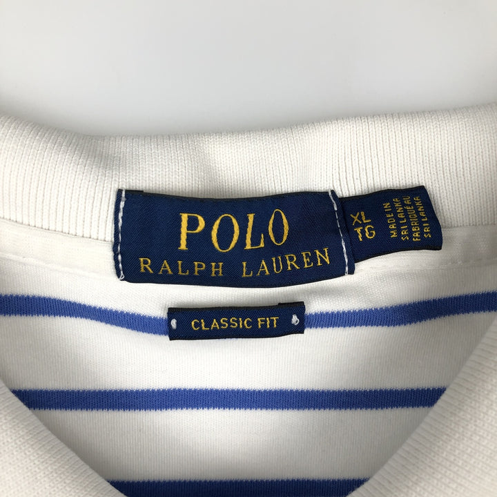 Ralph Lauren POLO RALPH LAUREN CLASSIC FIT short sleeve striped polo shirt men's XL equivalent cotton Blue type light blue Vintage Second Hand