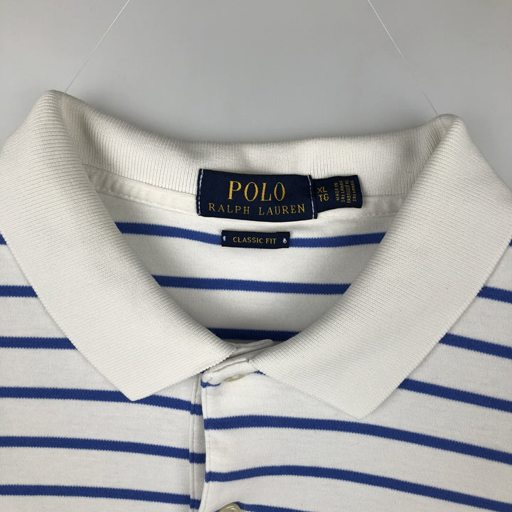 Ralph Lauren POLO RALPH LAUREN CLASSIC FIT short sleeve striped polo shirt men's XL equivalent cotton Blue type light blue Vintage Second Hand