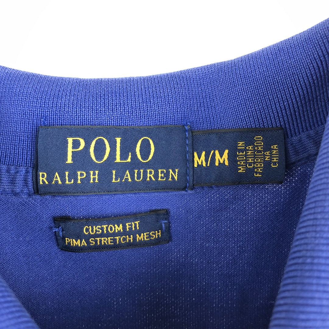 Ralph Lauren POLO RALPH LAUREN CUSTOM FIT short sleeve polo shirt men's M equivalent Pima Cotton blue type Vintage Second Hand