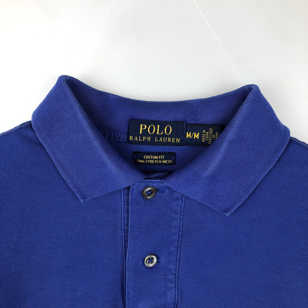Ralph Lauren POLO RALPH LAUREN CUSTOM FIT short sleeve polo shirt men's M equivalent Pima Cotton blue type Vintage Second Hand