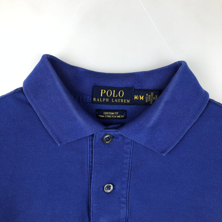 Ralph Lauren POLO RALPH LAUREN CUSTOM FIT short sleeve polo shirt men's M equivalent Pima Cotton blue type Vintage Second Hand