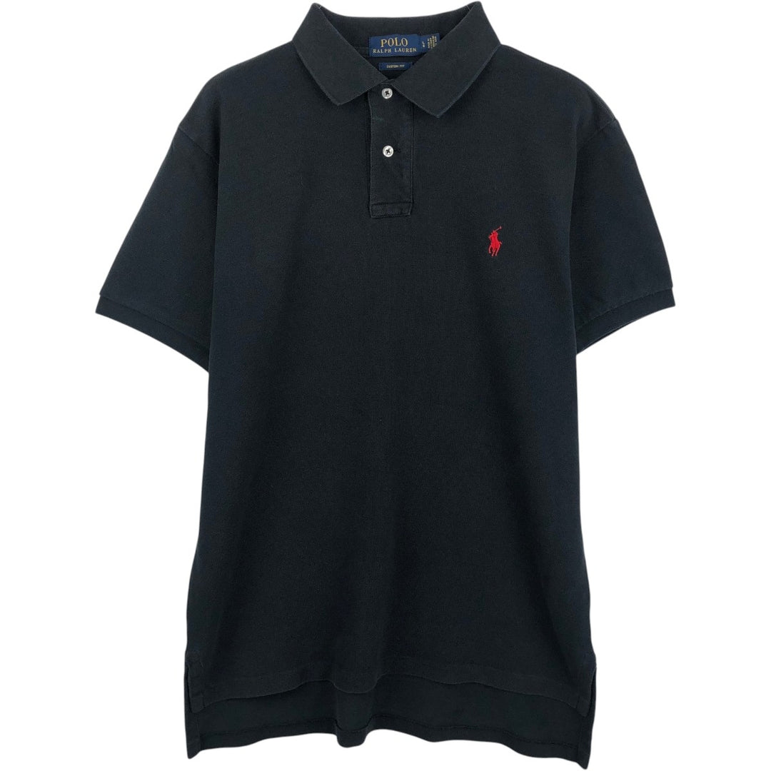 Ralph Lauren POLO RALPH LAUREN CUSTOM FIT short sleeve polo shirt men's size L cotton black type Vintage Second Hand